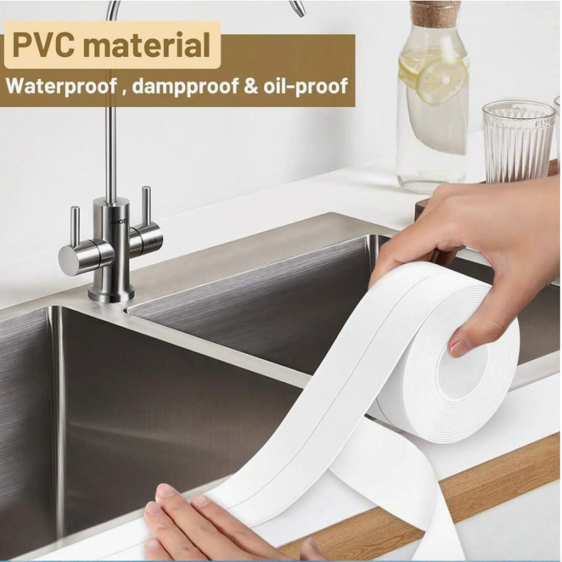 1 Pc White Waterproof Floor Seal Sticker – PVC Self-Adhesive Caulk Tape Roll for Kitchen, Bathroom, Bathtub, Sink, and Wall Edges - Image 7